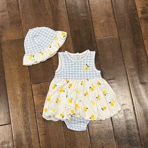 Little Me NWOT, Lemon Dress w Hat